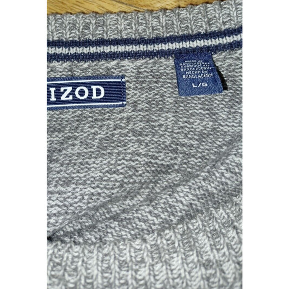IZOD Sweater Men's Large Light Gray Heather Fieldhouse Grandpa Sweater Cozy Warm - Picture 3 of 4
